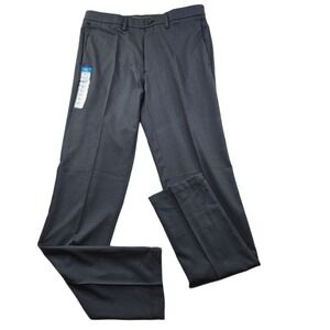 Haggar Cool 18 Pro Dress Pants Mens 36x38 Big Tall Charcoal Grey Slim Fit NEW